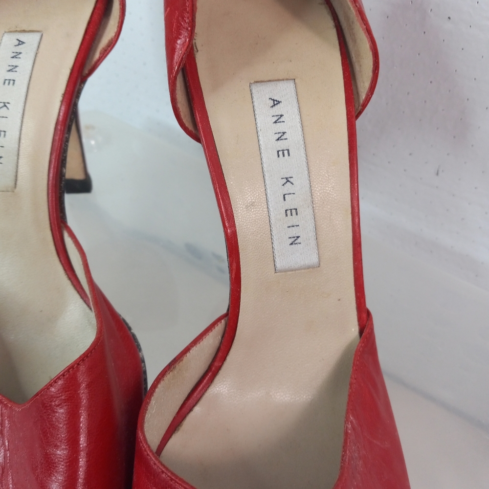 Anne Klein 8 Red Romance Leather High Heel Shoes - Picture 4 of 4